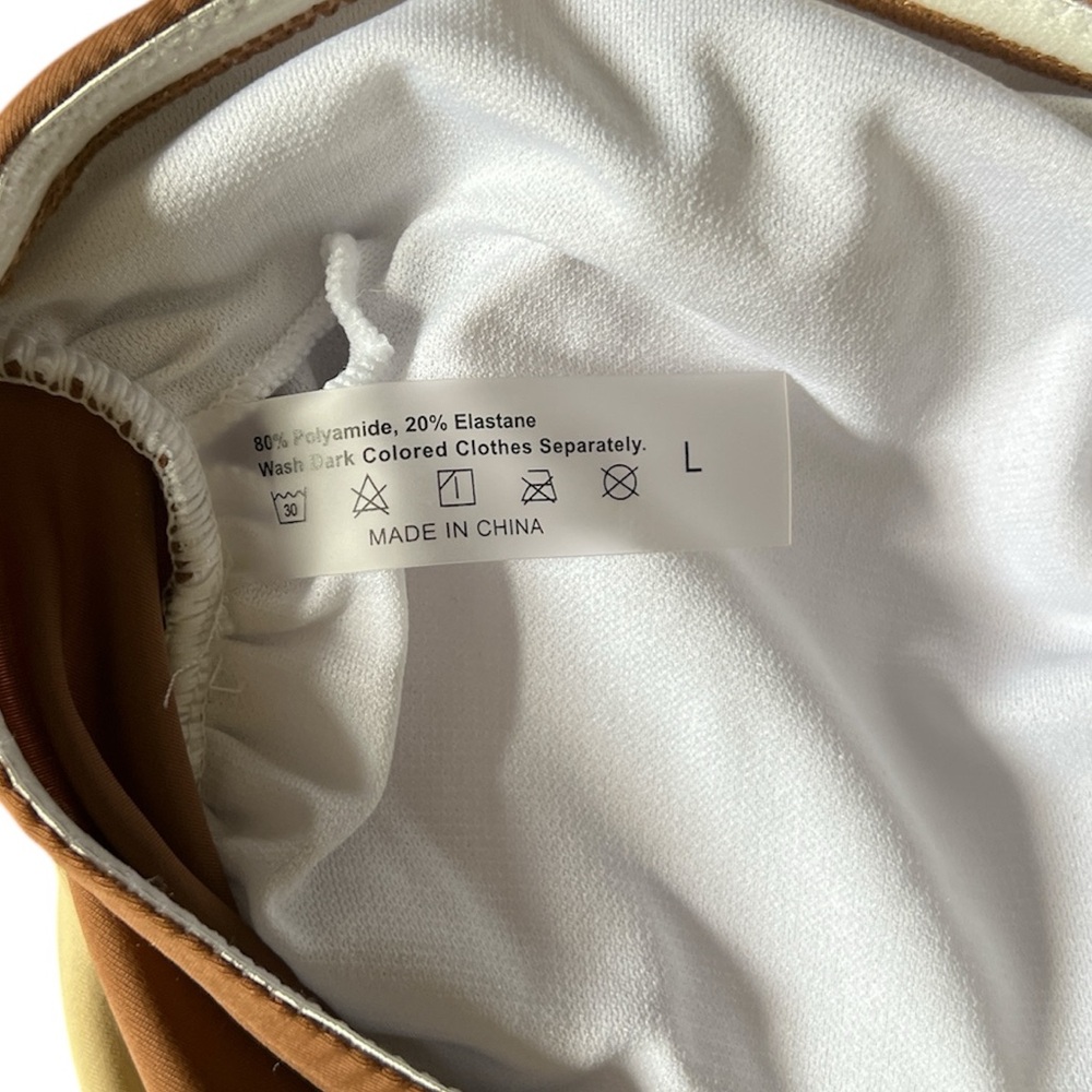 Brown and Cream Lg Strapless Swimsuit EUC - Picture 4 of 5